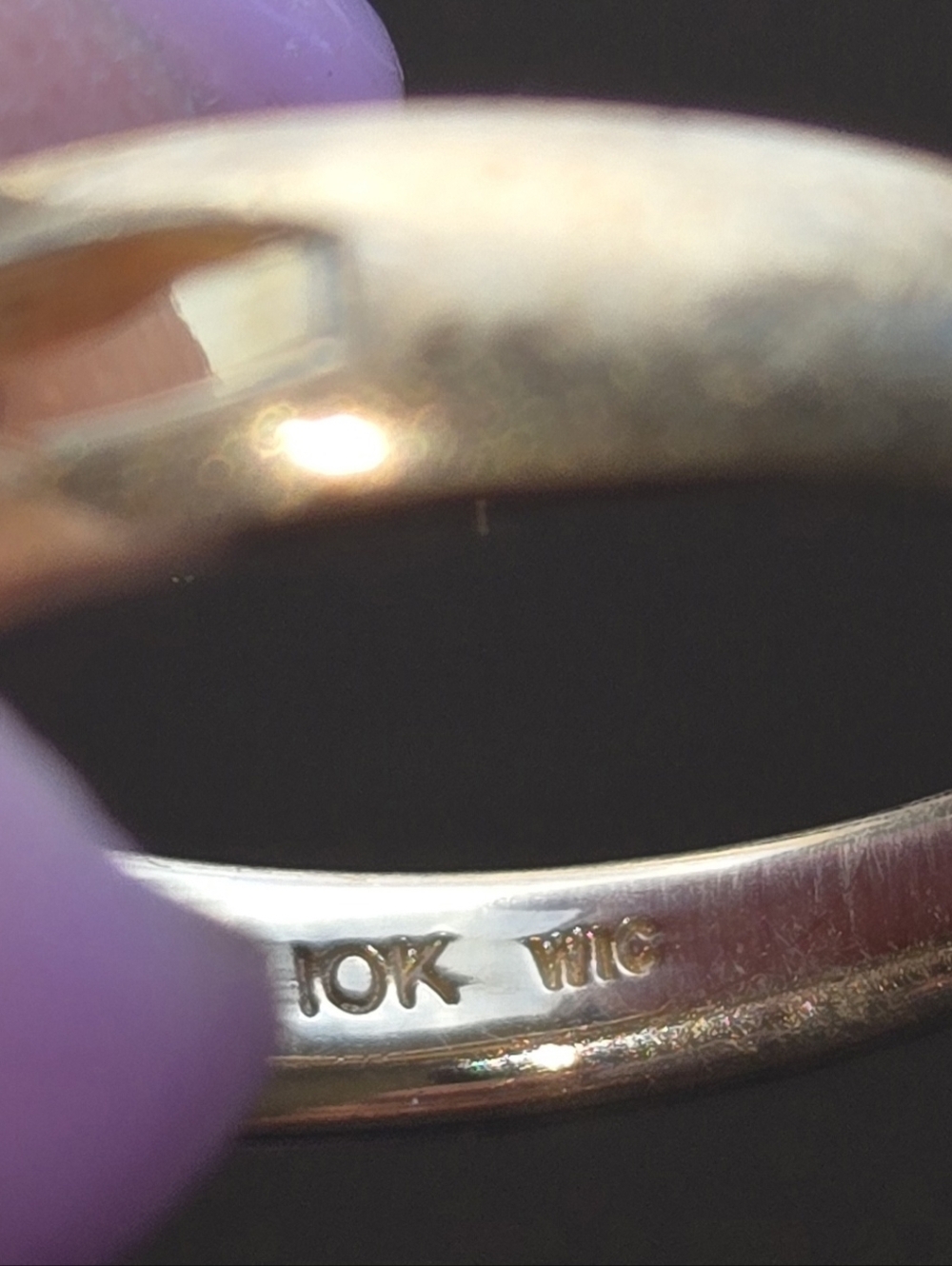 10k Gold Band Ring with Channel Set Diamonds - Picture 2 of 3